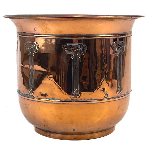 56 - An Art Nouveau copper jardiniere by Beldray. Height 23cm.