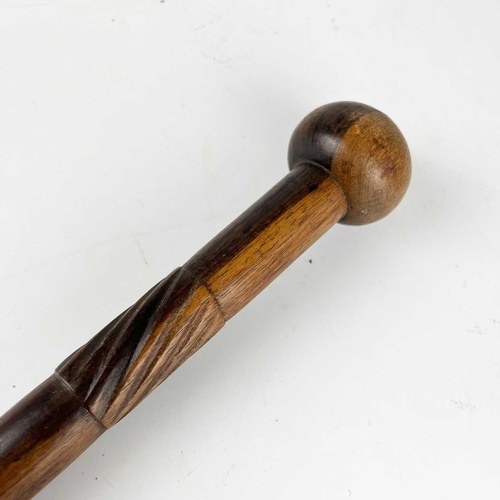 59 - An early 20th century ebonised silver top walking cane. London 1919 hallmarks, length 89cm, together... 