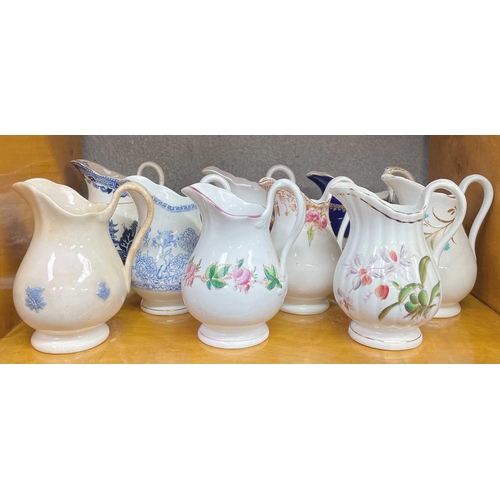 590 - A vast collection of approximately 95 milk and cream jugs. Mainly Victorian, in an array of shapes, ... 