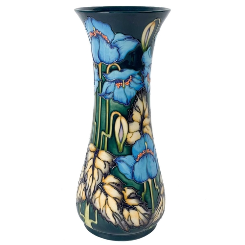 605 - A Moorcroft Pottery Blue Rhapsody vase by Phillip Gibson. Possibly a one off unrecorded shape with t... 