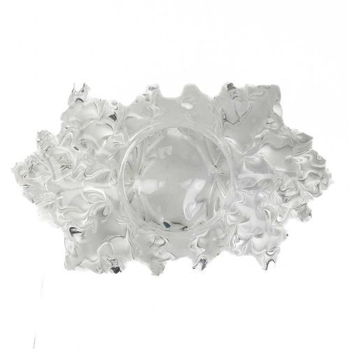 607 - A Lalique Champs Elysees oak leaf design bowl. Signed Lalique France, height 19.5cm length 45.5cm. T... 