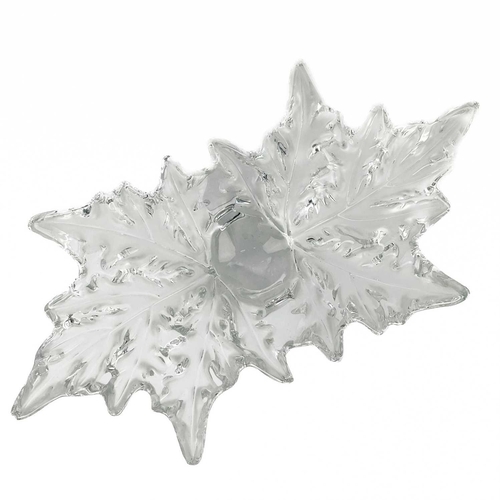 607 - A Lalique Champs Elysees oak leaf design bowl. Signed Lalique France, height 19.5cm length 45.5cm. T... 