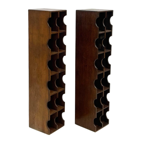 618 - A pair of oak pigeon holes. 1920s, with shaped sides, and each fitted 12 sections, 98cmX20cm, depth ... 