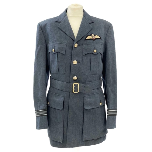 63 - An RAF service uniform. Complete with jacket, trousers, cap and shoes. Inside label to jacket reads ... 