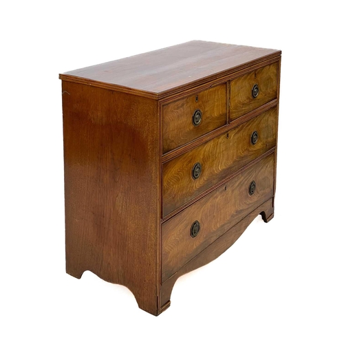 697 - A late George III mahogany small chest. Fitted two short and two long drawers, on bracket feet, heig... 