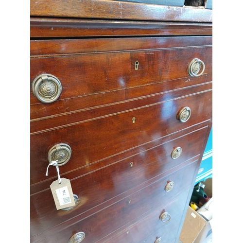 714 - An unusual late Victorian mahogany cupboard or low wardrobe. Fashioned as a tall straight front ches... 