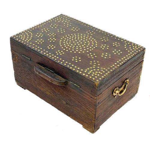 716 - A 19th century Middle Eastern dowry chest. With geometric stud work decoration, height 28cm width 50... 