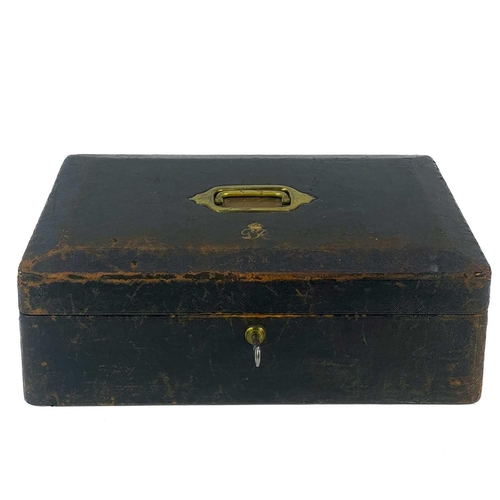 90 - A George VI leather bound dispatch box by John Peck & Sons. Embossed GR VI cypher, initials L.N.H wi... 