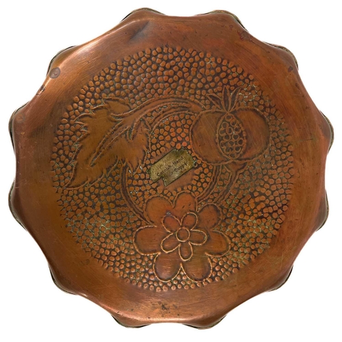 94 - A J & F Pool Ltd copper oval tray repousse decorated with foliate rim. Catalogue No. 6522, 36cm x 24... 