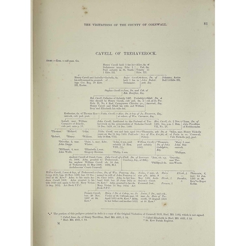 103 - The Visitations Of Cornwall Comprising The Heralds' Visitation of 1530, 1573 & 1620 Additions by Lie... 
