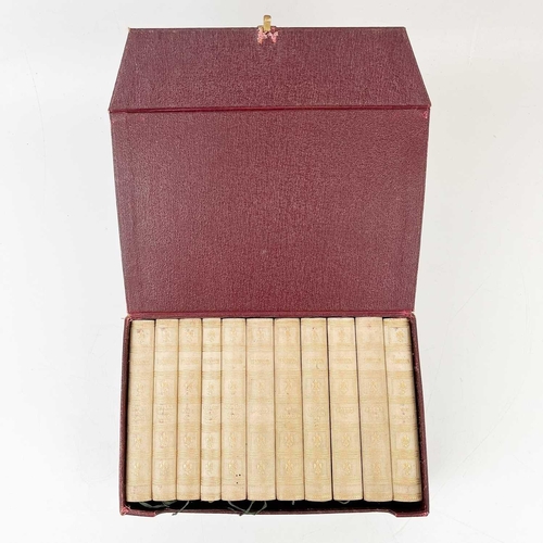 106 - ALFRED TENNYSON The Poetical Works of Thirteen book cased set; uniform blue cloth boards with red in... 