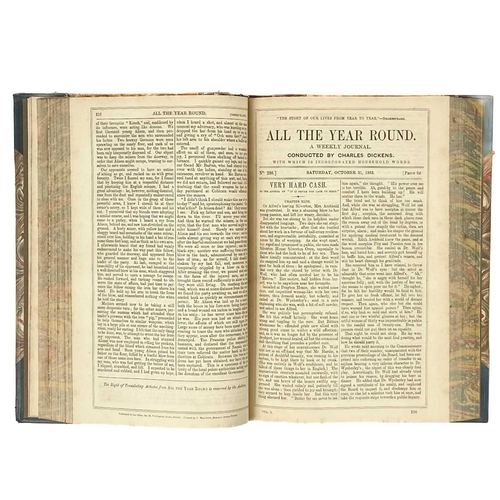 114 - CHARLES DICKENS (ED) All The Year Round, Vols I - X Half blue boards with marbled boards, compartmen... 
