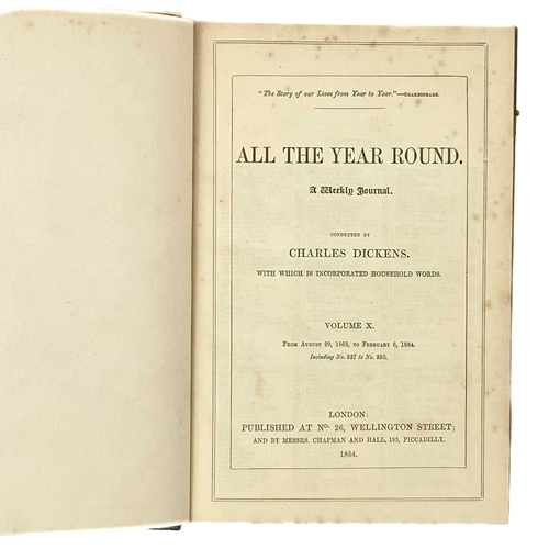 114 - CHARLES DICKENS (ED) All The Year Round, Vols I - X Half blue boards with marbled boards, compartmen... 