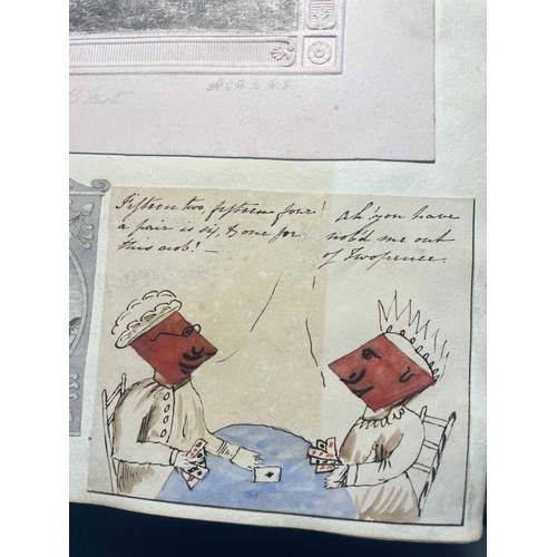 74 - A Victorian Scrap Album Contemporary half maroon leather with marbled boards, over a hundred pages p... 