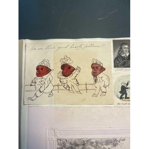 74 - A Victorian Scrap Album Contemporary half maroon leather with marbled boards, over a hundred pages p... 