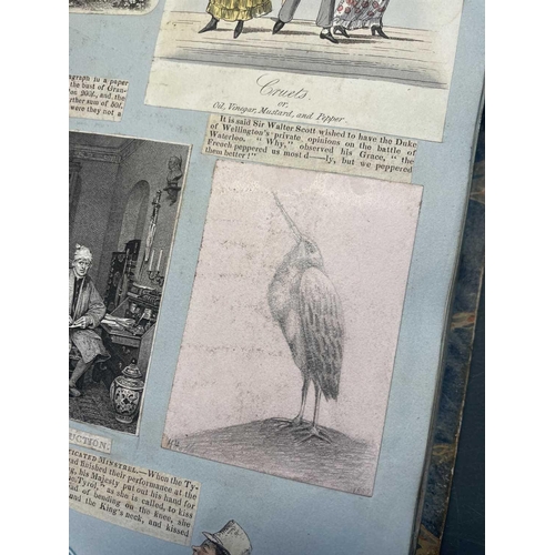 74 - A Victorian Scrap Album Contemporary half maroon leather with marbled boards, over a hundred pages p... 