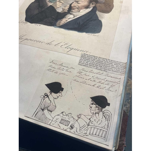 74 - A Victorian Scrap Album Contemporary half maroon leather with marbled boards, over a hundred pages p... 