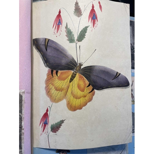 74 - A Victorian Scrap Album Contemporary half maroon leather with marbled boards, over a hundred pages p... 