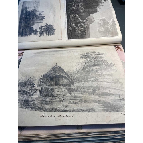 74 - A Victorian Scrap Album Contemporary half maroon leather with marbled boards, over a hundred pages p... 