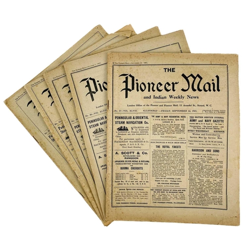 86 - 'The Pioneer Mail and Indian Weekly News,' Five issues. No.22, vol LIII, Friday, May 28, 1926; No.39... 