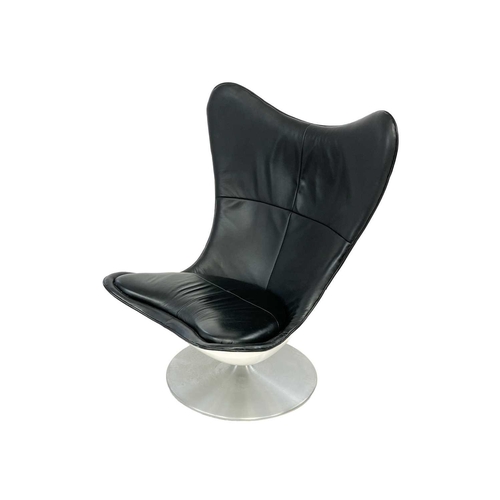 107 - Sir Terence Conran, a glove chair. Designed in 2002, white fibreglass, black leather and spun alumin... 