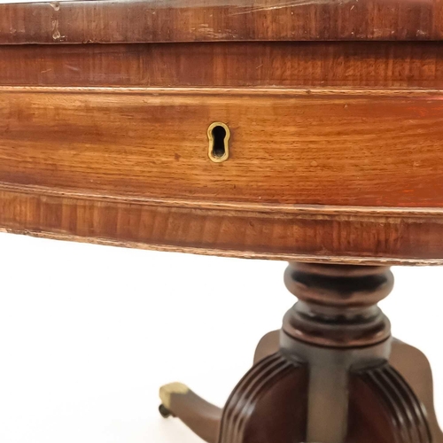 109 - A Regency mahogany circular library table. With inset leather skiver, fitted four real and four dumm... 