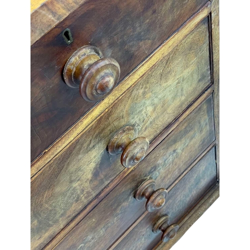 36 - A Victorian mahogany chest. Fitted two short and three long drawers, with turned knobs, on plinth ba... 