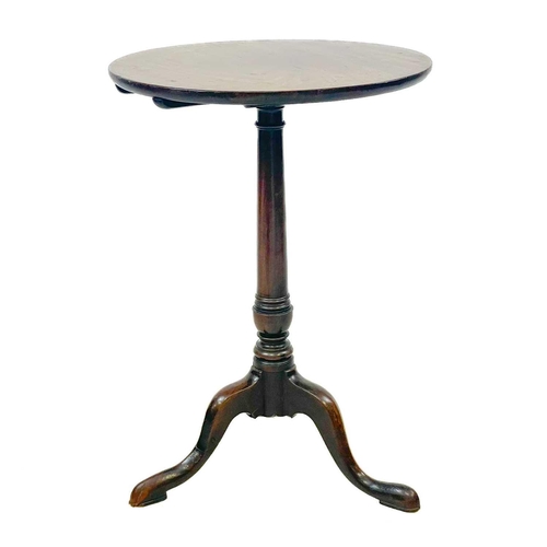 48 - A George III mahogany circular tilt top occasional table. Raised on a turned pillar and tripod base,... 