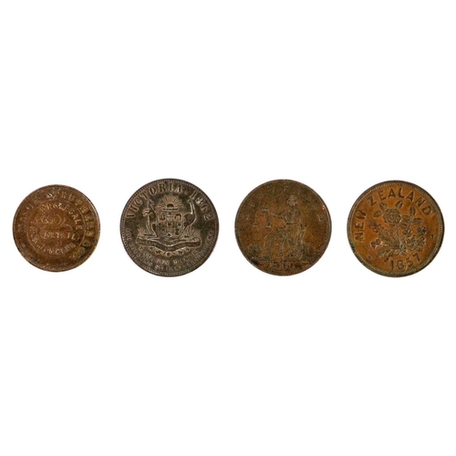 123 - Australia and New Zealand Victorian trade penny copper coinage (x4) Comprising: 1: Australia: 1862 T... 