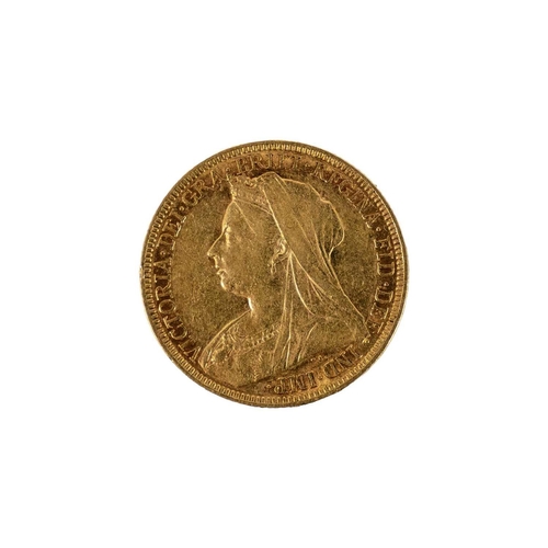 132 - UK gold sovereign 1896 An 1896 Queen Victoria veiled head gold sovereign.