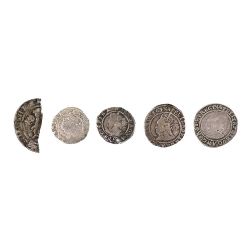 135 - Elizabeth I hammered coins (x5) Lot comprises: 1580 3d mis-strike? mint mark Latin cross, some wear ... 