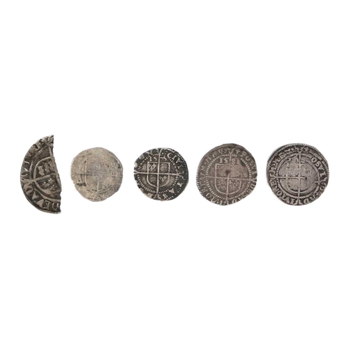 135 - Elizabeth I hammered coins (x5) Lot comprises: 1580 3d mis-strike? mint mark Latin cross, some wear ... 