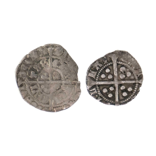 138 - Henry VI penny and Edward IV halfgroat Two hammered coins comprising Henry VI Calais mint penny, goo... 