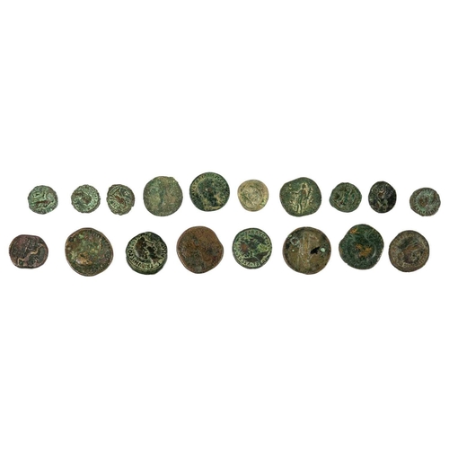 145 - Roman Coins x18 A mixed lot of Roman coins, Denarius, Billion Tetradrachma etc. Some Verdigries pres... 