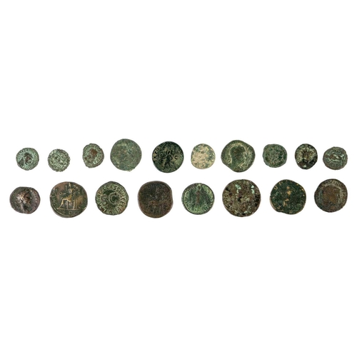 145 - Roman Coins x18 A mixed lot of Roman coins, Denarius, Billion Tetradrachma etc. Some Verdigries pres... 