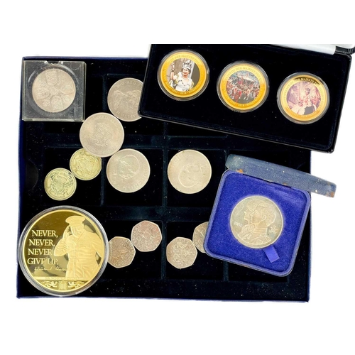 150 - Great Britain & world crown sized coins, medallions and 