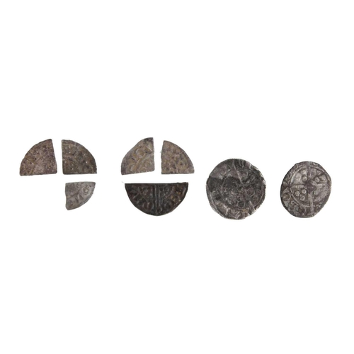 157 - Henry III and Edward I hammered coinage Five Henry III cut coinage 1/4ds plus a cut 1/2d (voided cro... 