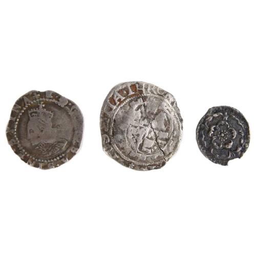 159 - Elizabeth I - Charles I hammered coins (x3) Lot comprisies: 1: Elizabeth I 1d mint mark cross, reaso... 