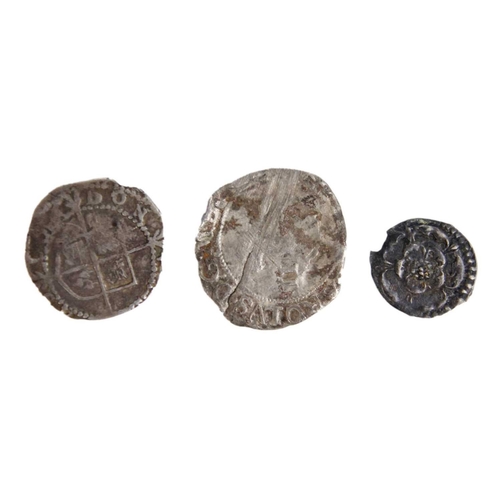 159 - Elizabeth I - Charles I hammered coins (x3) Lot comprisies: 1: Elizabeth I 1d mint mark cross, reaso... 