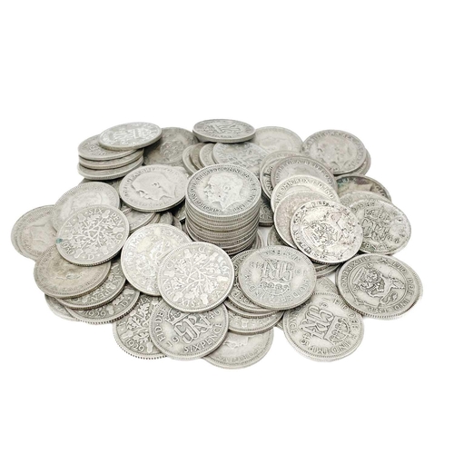 172 - GB pre 1947 silver coinage - face value £5.50 Comprising: 10 x 3d, 75 x 6d and 70 x 1 shilling of pr... 