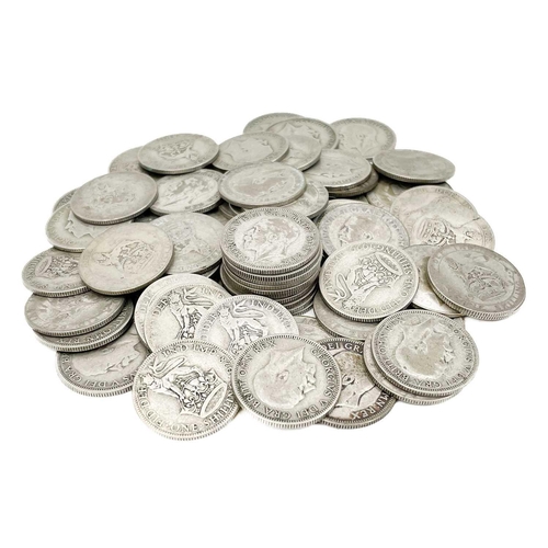 172 - GB pre 1947 silver coinage - face value £5.50 Comprising: 10 x 3d, 75 x 6d and 70 x 1 shilling of pr... 