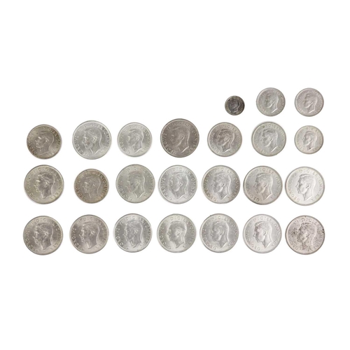 18 - GB high grade pre 1947 silver coinage Comprising: 15 x 2/6d, 5 x 2/-, 3 x 1/-, 1 x 3d. All in A unc.... 