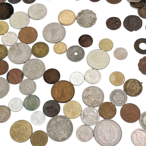 196 - Mixed lot of coins, medallions, tokens A mixture in a bag ranging from Roman to recent: Noted large ... 