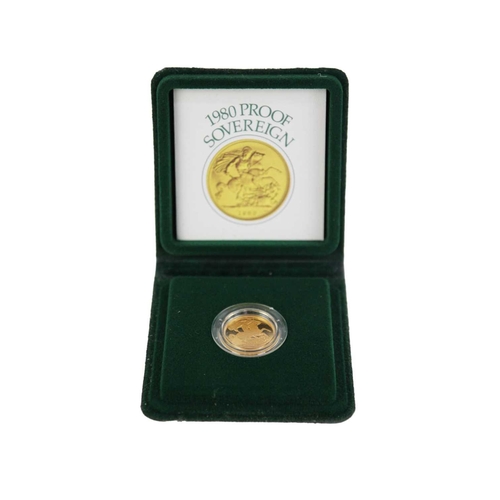 198B - 1980 Proof gold GB sovereign A cased encapsulated 1980 proof sovereign