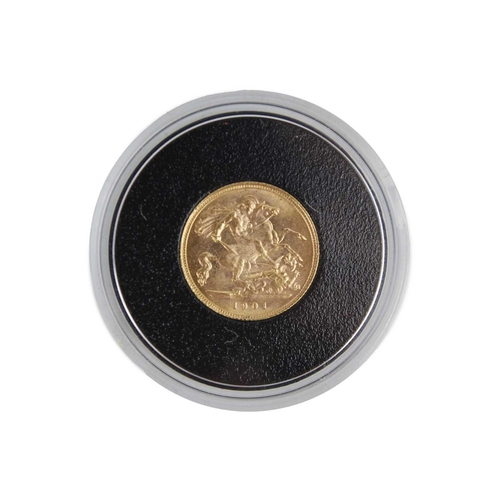 198C - 1901 Queen Victoria gold veiled head half sovereign A cased very high grade encapsulated 1901 gold h... 