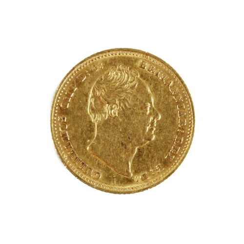 198G - 1837 William IV gold half sovereign A sound 1837 gold half sovereign. Obverse with good detail, reve... 