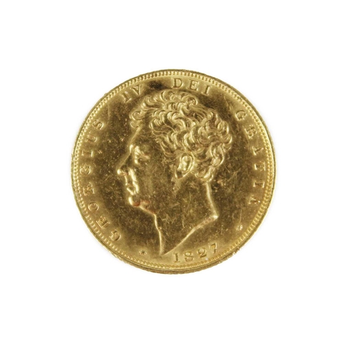 198I - 1827 George IV gold sovereign A sound circa EF 1827 George IV gold sovereign