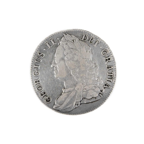 199F - George II crown 1743 An encapsulated roses in angles crown, obverse F+, reverse circa VF