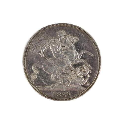 199K - George IV crown 1822 An encapulated 1822 secondo crown VF+ grade. Some light scratching and minor ed... 