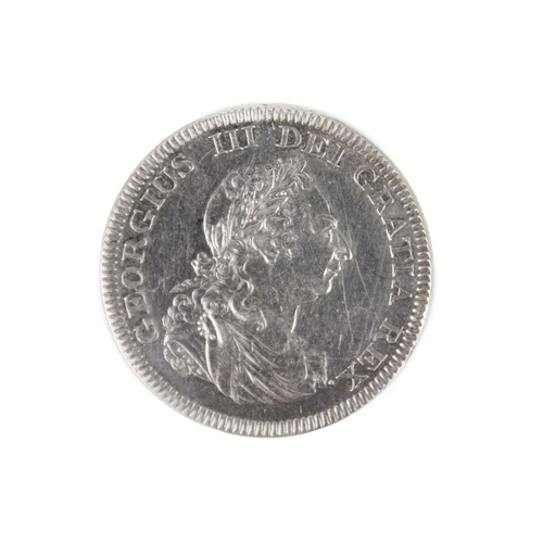 199L - George III emergency coinage A 5 shilling / 1 dollar 1804 silver coin reverse EF, obverse VF-EF